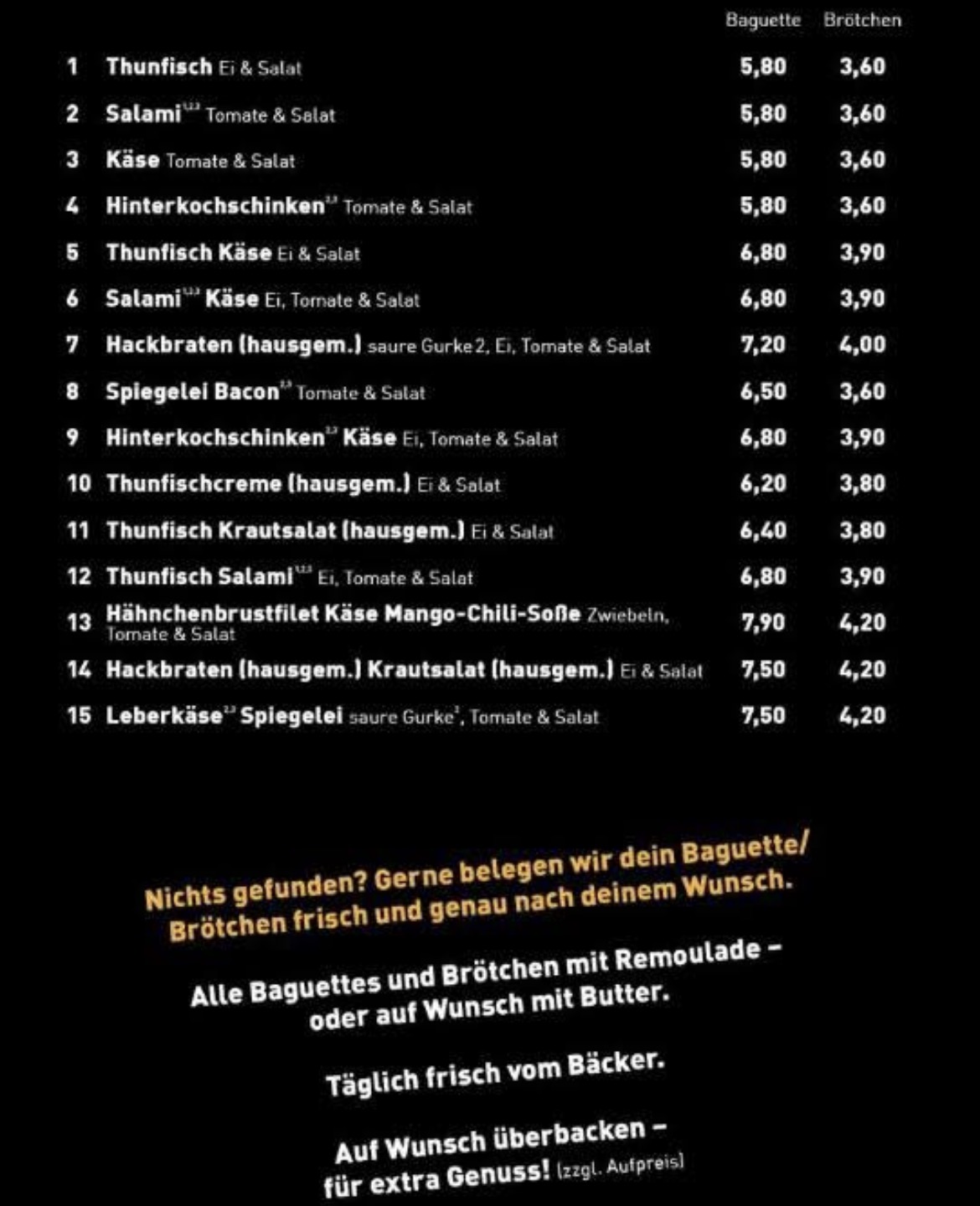 Speisekarte